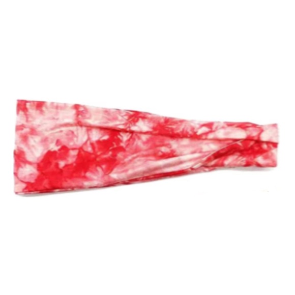 Red And White Tie Dye Anti-Slip Elastic Headband - Picture 3 of 5